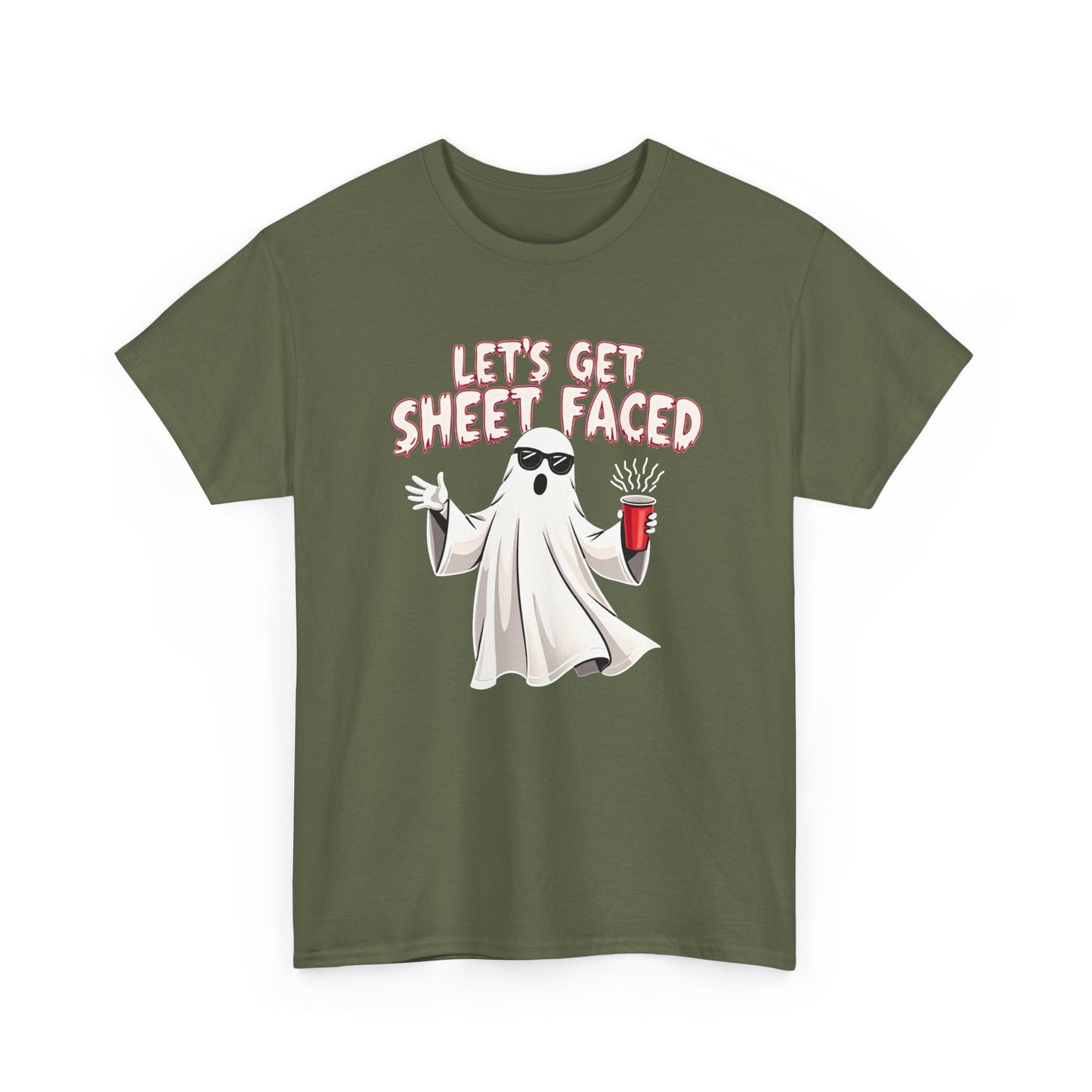 Let's Get Sheet Faced Ghost T‑Shirt — Funny Halloween Party Tee
