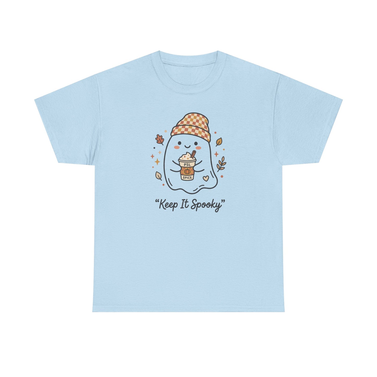 Keep It Spooky Ghost Tee — Cute Fall Halloween Shirt with Pumpkin Latte