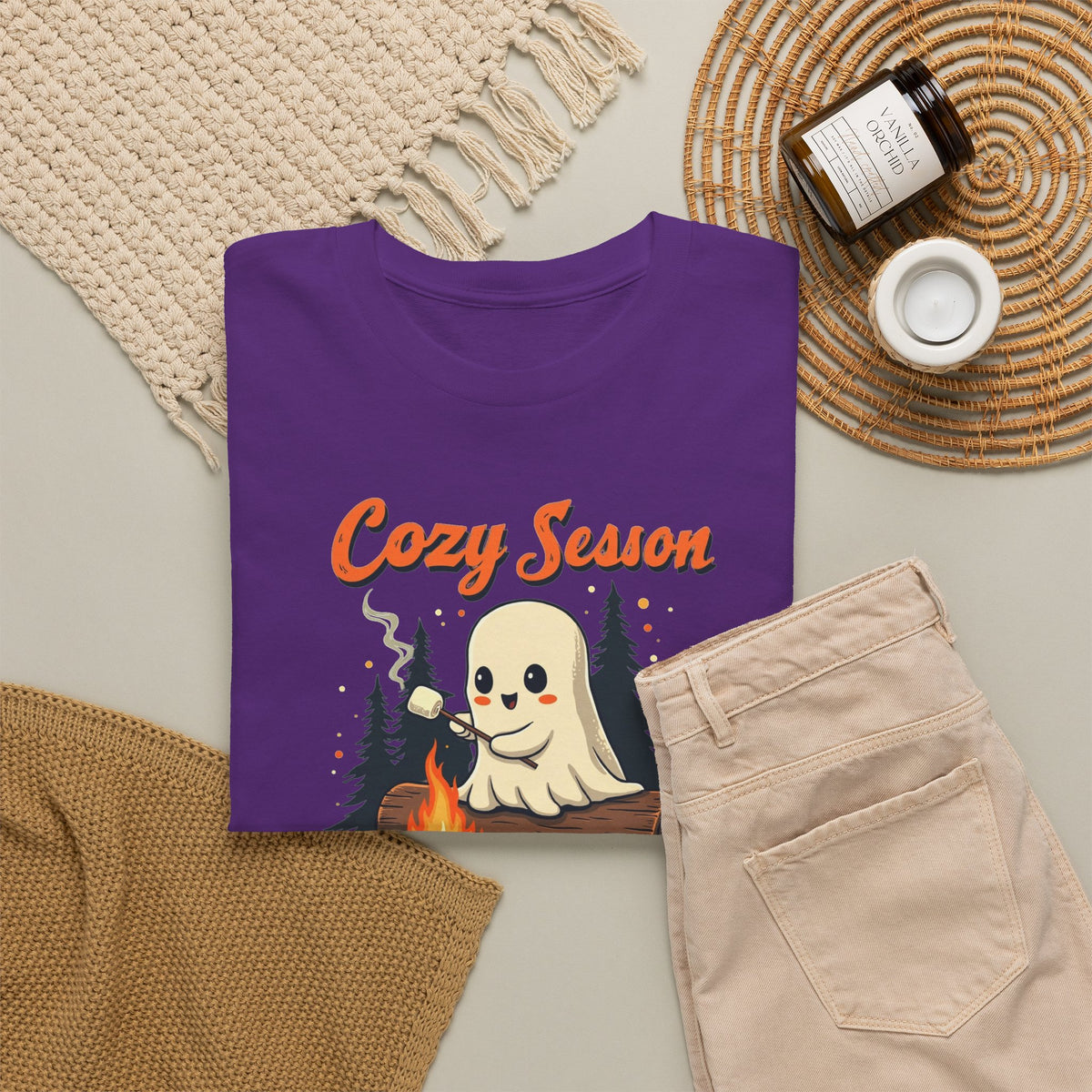Cozy Season Tee — Cute Ghost Campfire Halloween T-Shirt