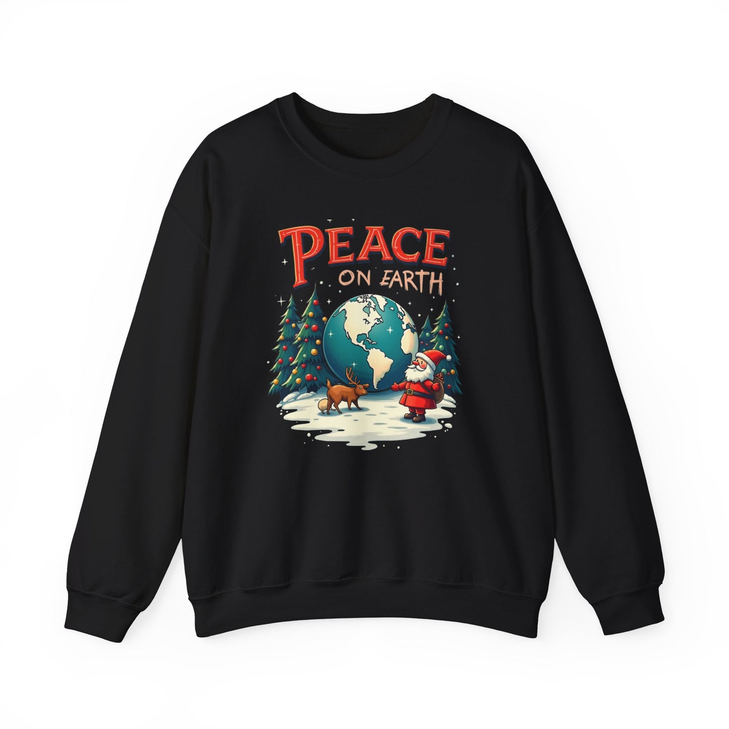 Peace on Earth Sweatshirt — Vintage Santa & Globe Christmas Crewneck