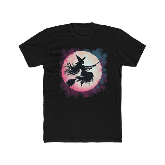 Witch Silhouette Moon T-Shirt — Halloween Broomstick Graphic Tee