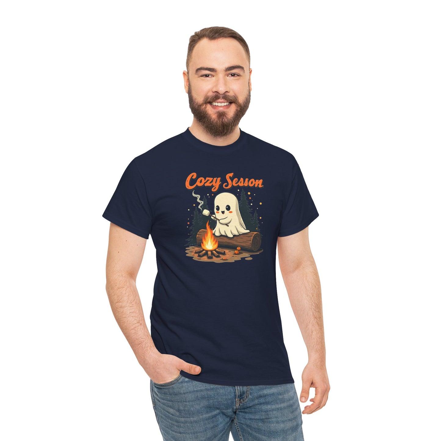 Cozy Season Tee — Cute Ghost Campfire Halloween T-Shirt