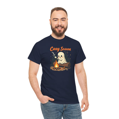 Cozy Season Tee — Cute Ghost Campfire Halloween T-Shirt