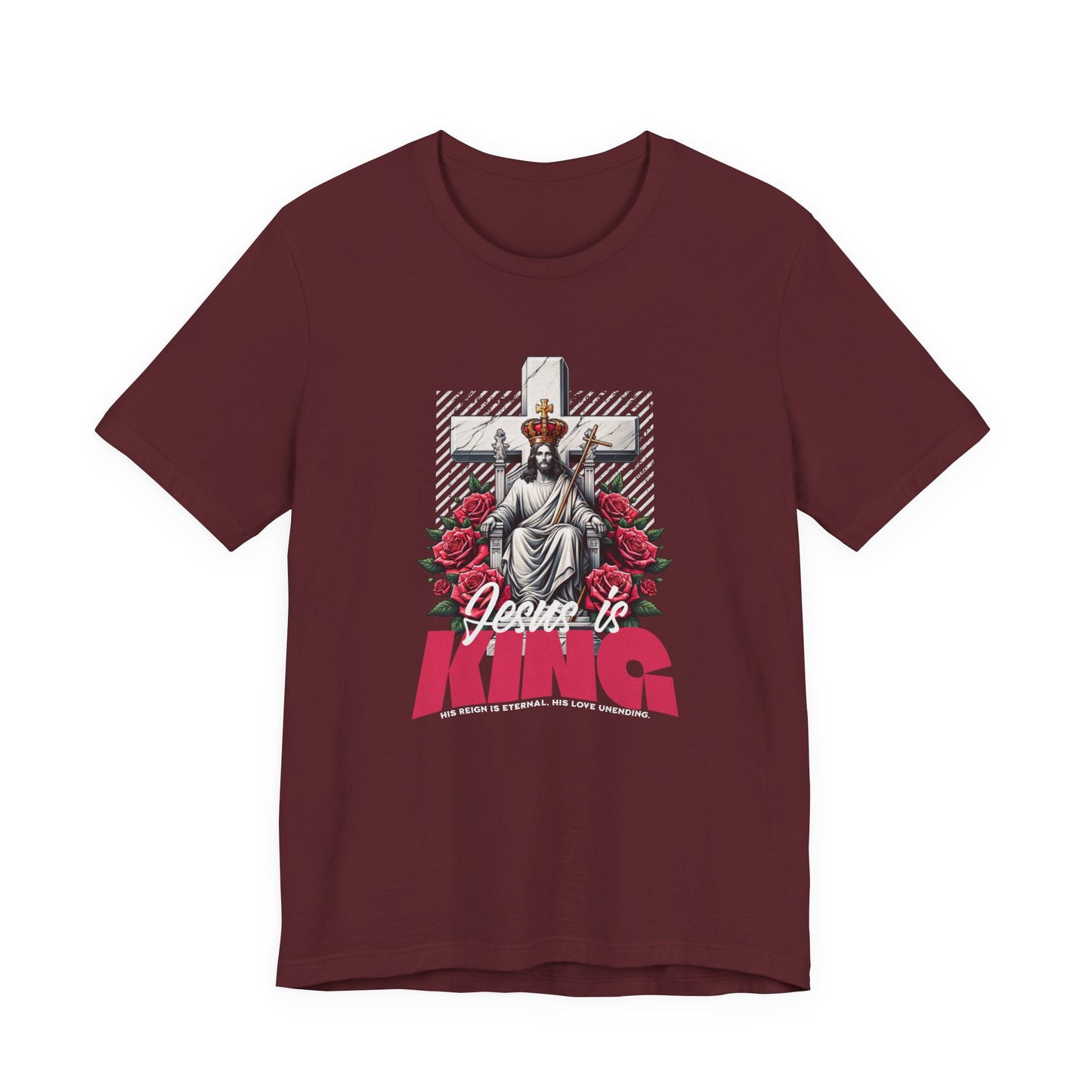 Jesus Is King T-Shirt — Christian Faith Graphic Tee with Cross & Roses