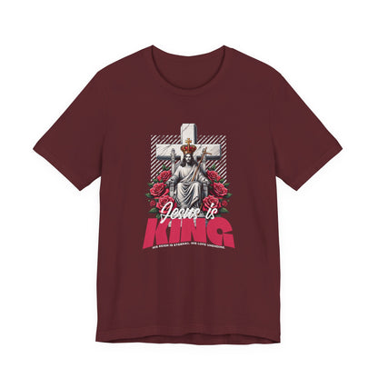 Jesus Is King T-Shirt — Christian Faith Graphic Tee with Cross & Roses