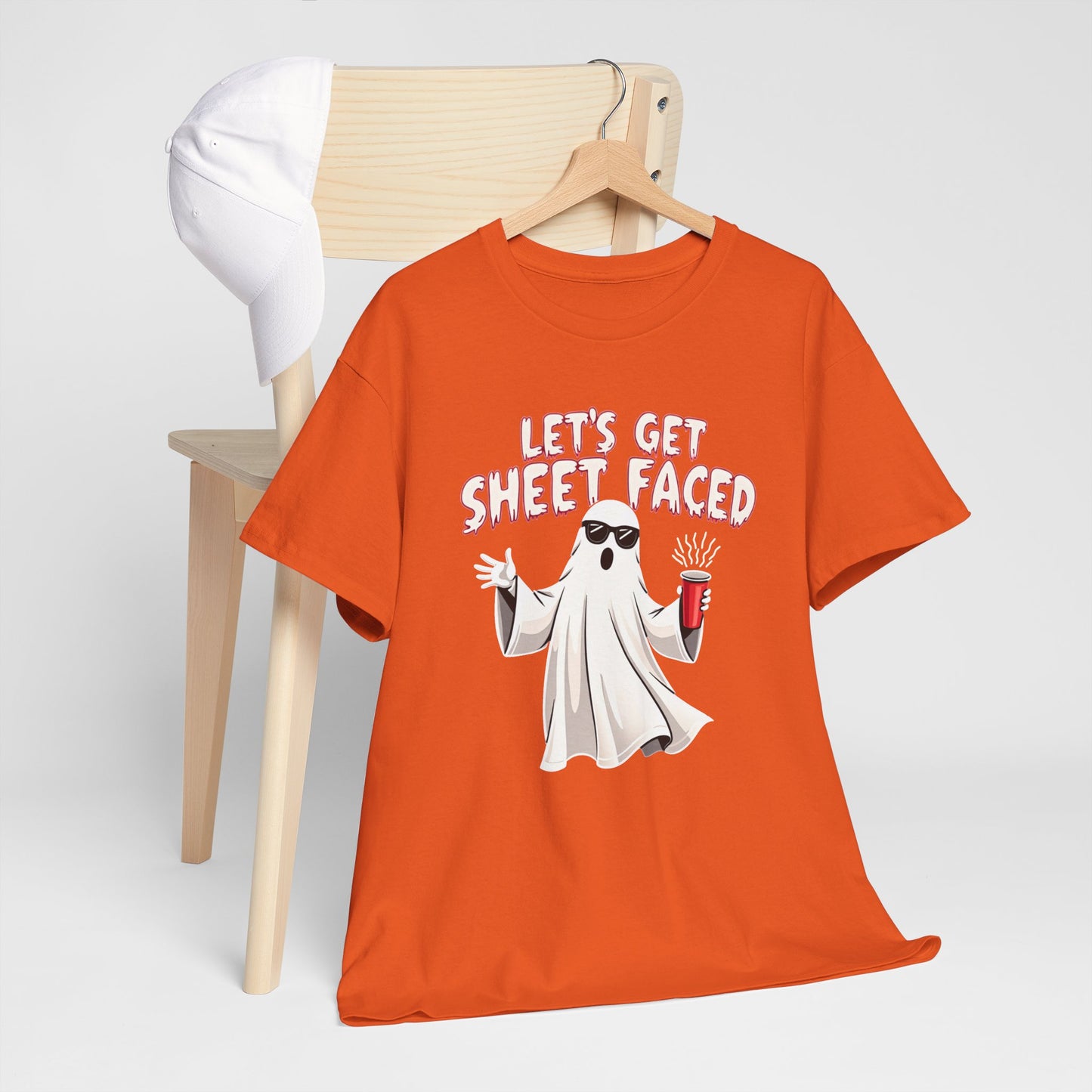 Let's Get Sheet Faced Ghost T‑Shirt — Funny Halloween Party Tee