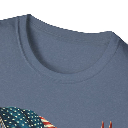 Patriot Riding Eagle, Graphic Tee - Unisex T-Shirt, Eagle Design, 4th of July Shirt, Independence Day Apparel, Festival Wear, Gift for Patriots - Psychonaut Swag