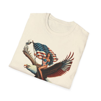 Patriot Riding Eagle, Graphic Tee - Unisex T-Shirt, Eagle Design, 4th of July Shirt, Independence Day Apparel, Festival Wear, Gift for Patriots - Psychonaut Swag