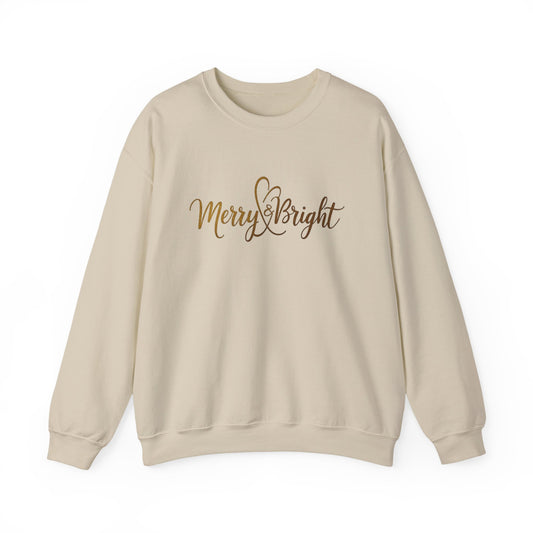 Merry & Bright Crewneck Sweatshirt – Gold Script Holiday Pullover