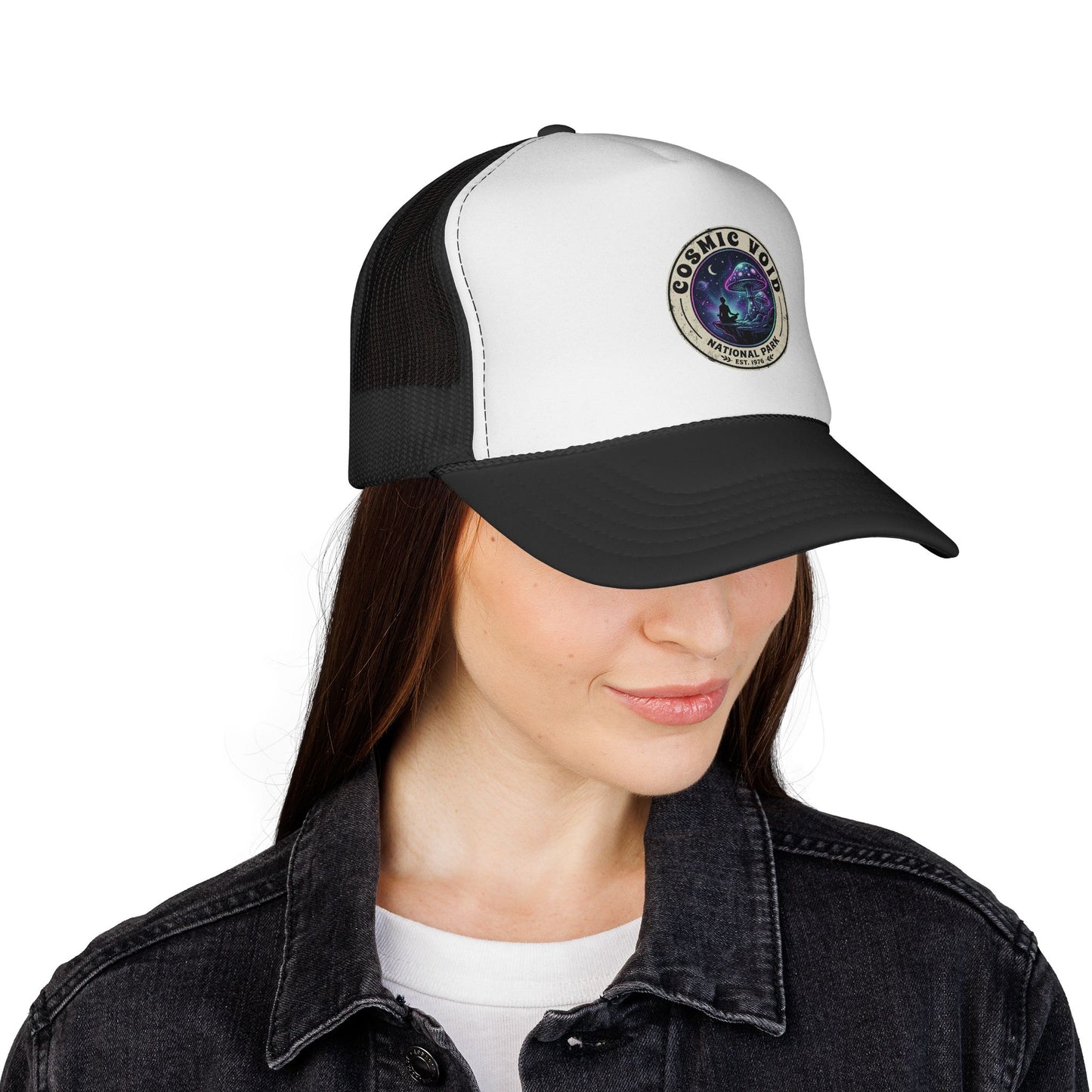 Cosmic Void Trucker Cap — Space Nebula Patch Hat