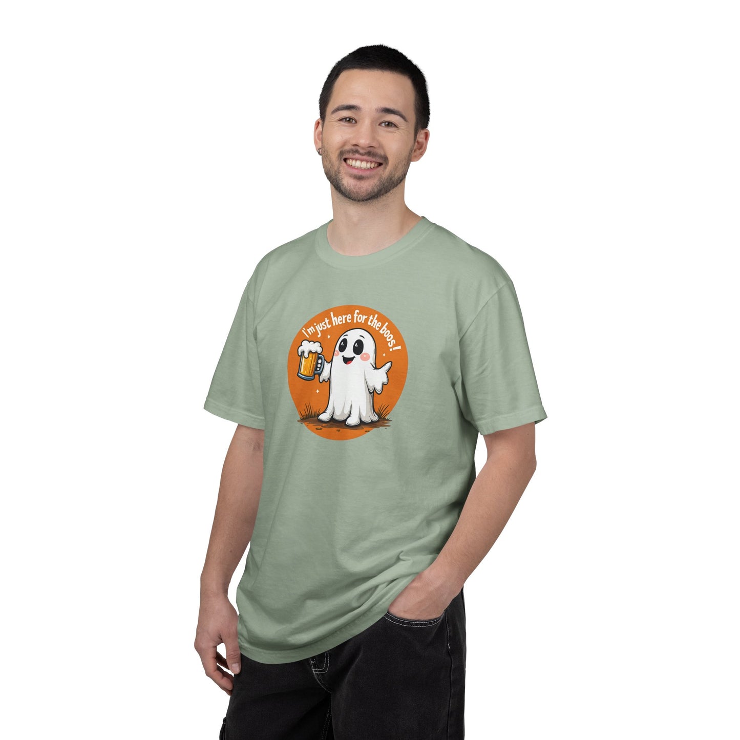 Halloween Ghost Beer T-Shirt — "I’m Just Here for the Boos" Cute Spooky Tee