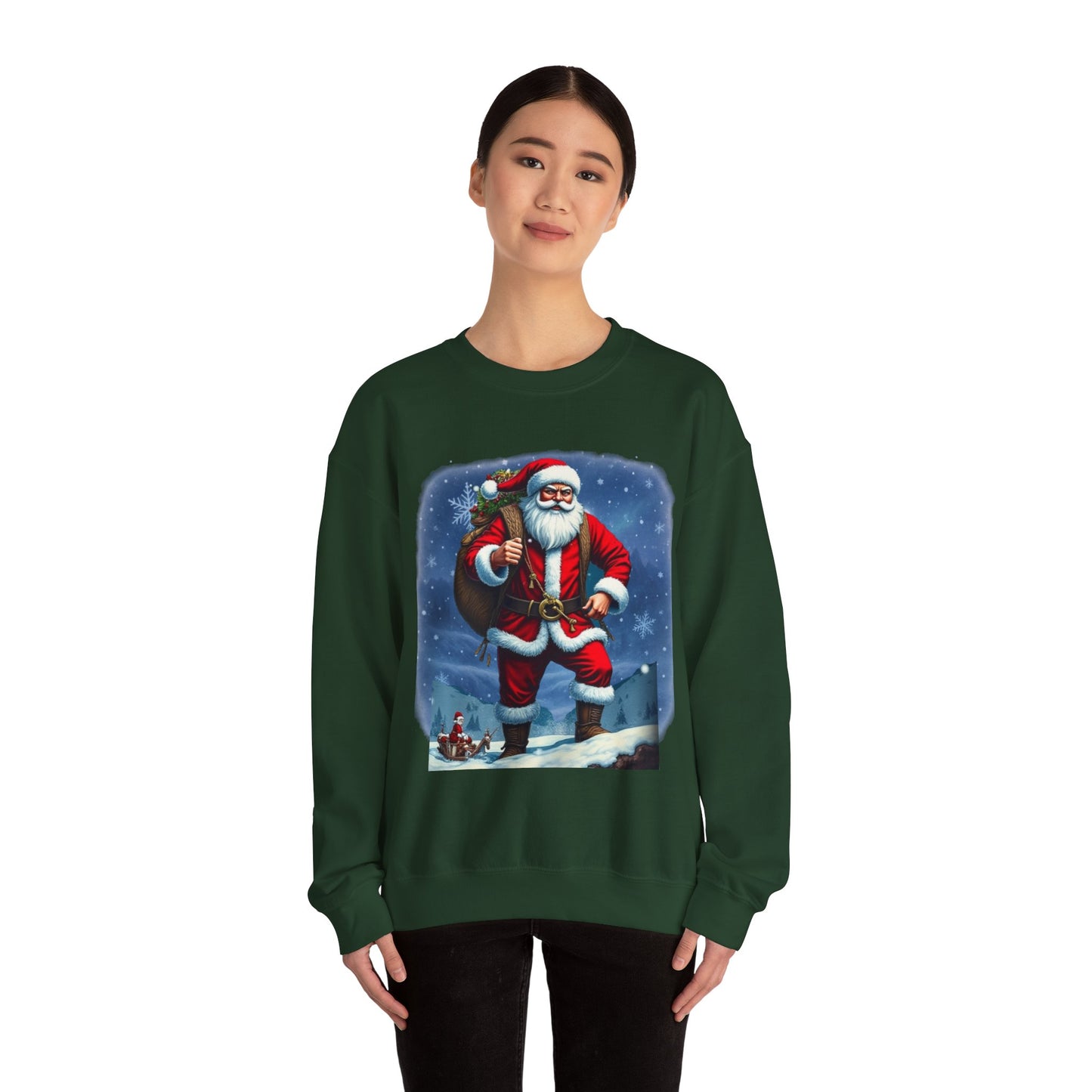 Santa Snow Hike, Graphic Sweatshirt – Vintage Holiday Christmas Crewneck