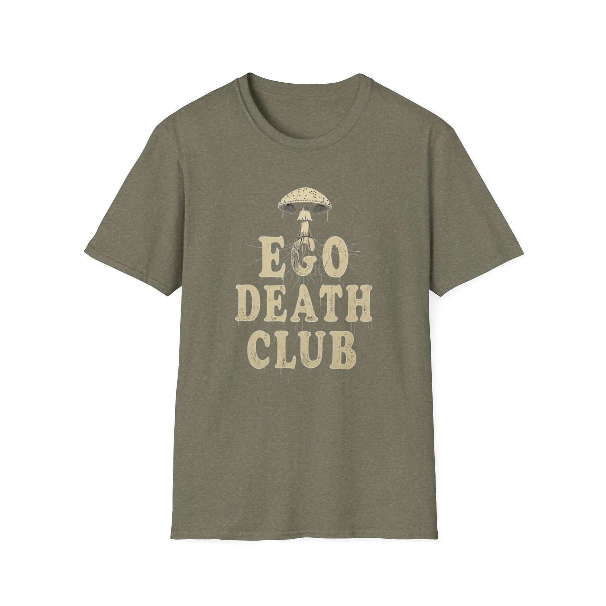 Ego Death Club Mushroom, T-Shirt, Unisex Softstyle Tee, Casual Wear, Gift for Friends, Unique Graphic Shirt - Psychonaut Swag
