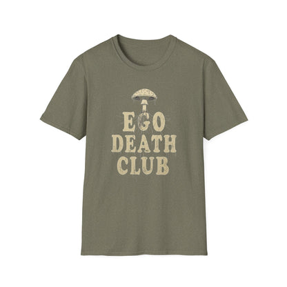 Ego Death Club Mushroom, T-Shirt, Unisex Softstyle Tee, Casual Wear, Gift for Friends, Unique Graphic Shirt - Psychonaut Swag