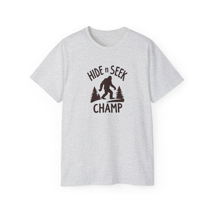 Hide n Seek Champ T-Shirt — Funny Bigfoot Sasquatch Tee