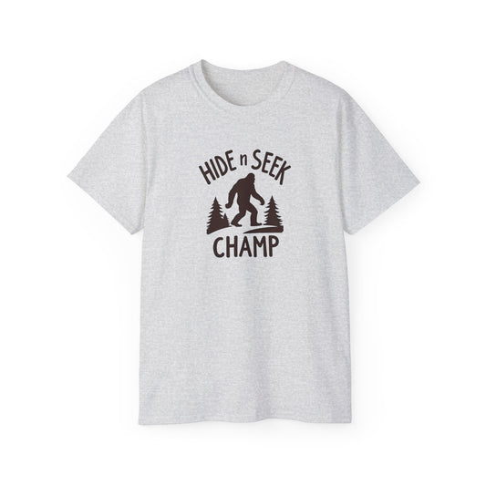 Hide n Seek Champ T-Shirt — Funny Bigfoot Sasquatch Tee