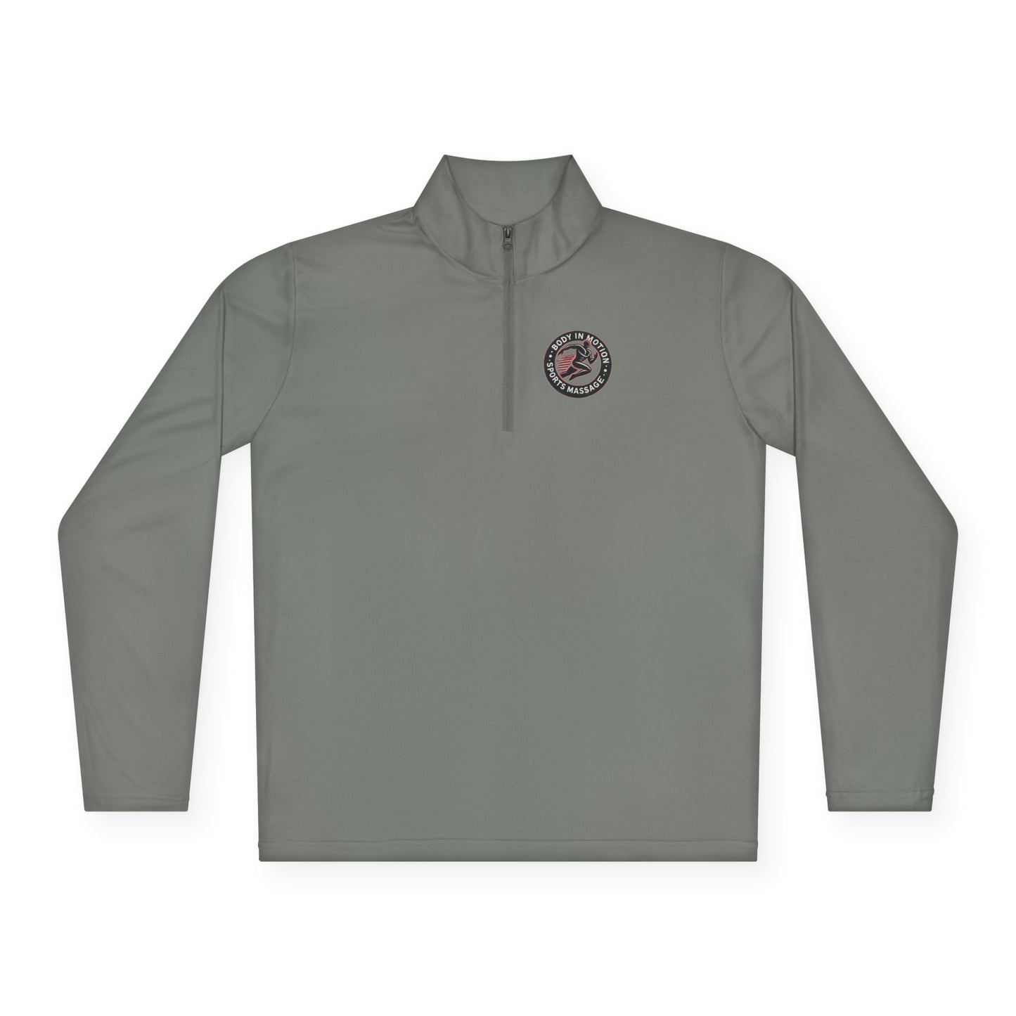Sports Massage, Quarter-Zip Pullover — Vintage Fishing Badge Logo
