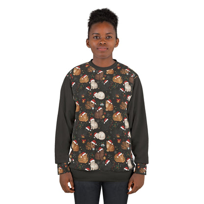 Holiday Cats  Ugly Christmas Sweatshirt — Festive Sleeping Kittens Pattern
