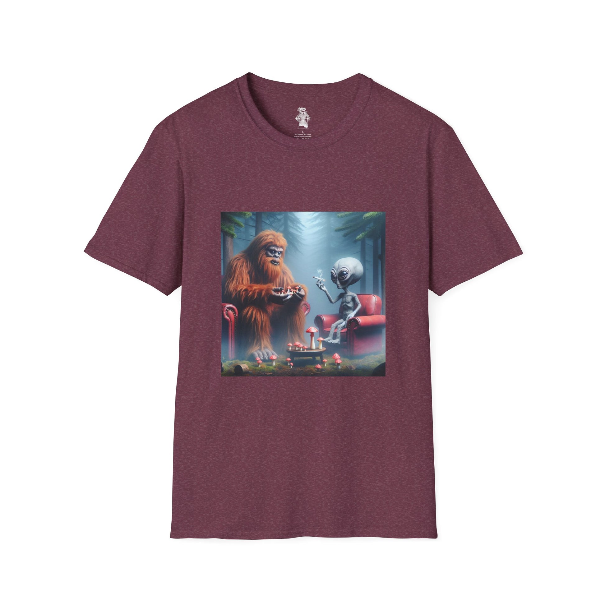 Unisex Tee - Mystical Bigfoot and Alien Encounter in the Woods - Psychonaut Swag
