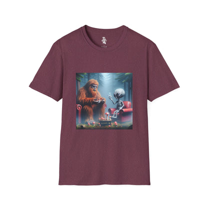 Unisex Tee - Mystical Bigfoot and Alien Encounter in the Woods - Psychonaut Swag