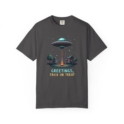 Halloween Alien Greetings T-Shirt, Unisex T-Shirt, Funny Halloween Tee, Trick or Treat Shirt, Spooky Season Apparel, Gift for [...]