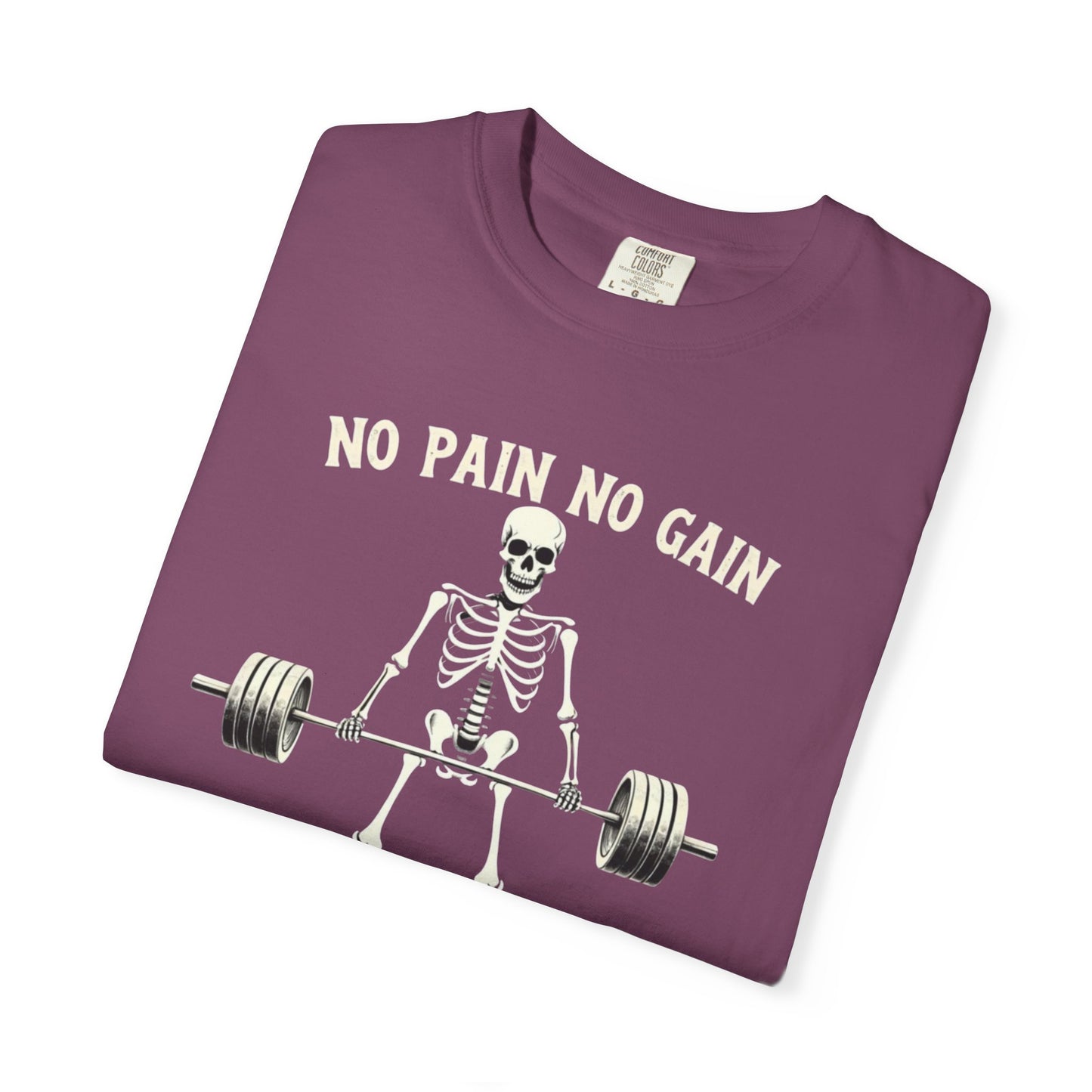 Deadlift Skeleton T-Shirt — “No Pain No Gain” Weightlifting Gym Tee