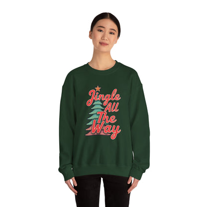 Christmas Sweatshirt — "Jingle All The Way" Retro Tree Holiday Crewneck