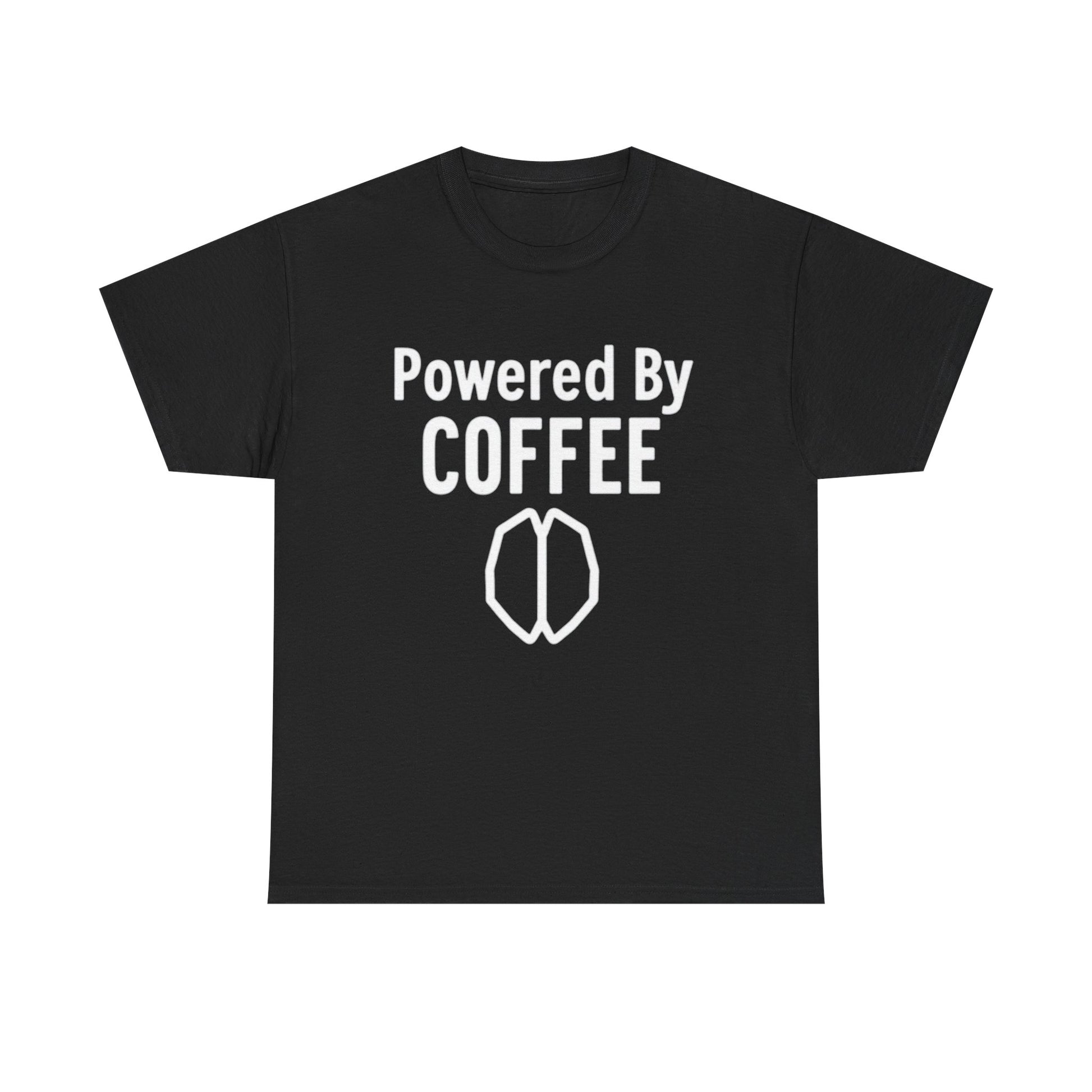 Powered By Coffee Unisex Heavy Cotton Tee, Funny Coffee Lover Shirt, Gift for Barista, Casual Wear, Perfect for Birthdays, Everyday Use - Psychonaut Swag