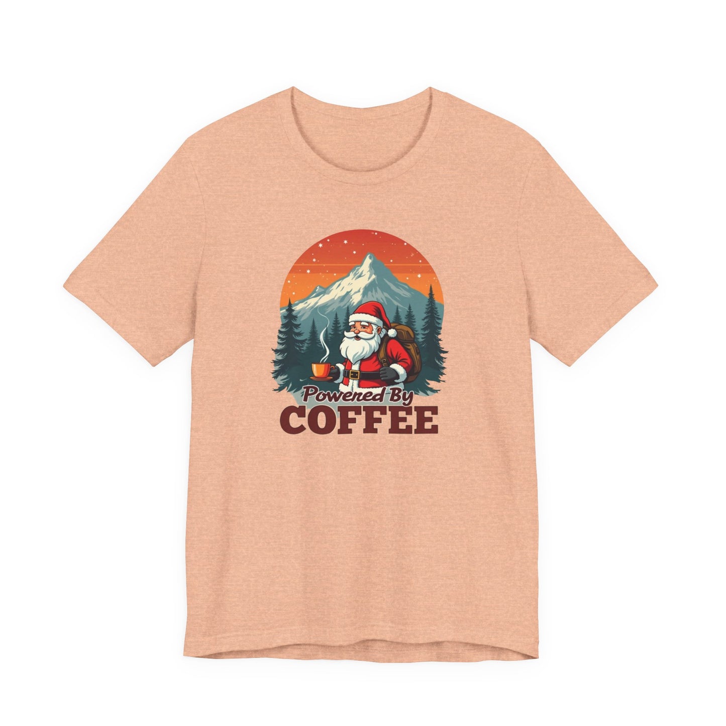 Coffee-Powered Santa T-Shirt — "Powered by Coffee" Holiday Tee