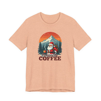 Coffee-Powered Santa T-Shirt — "Powered by Coffee" Holiday Tee