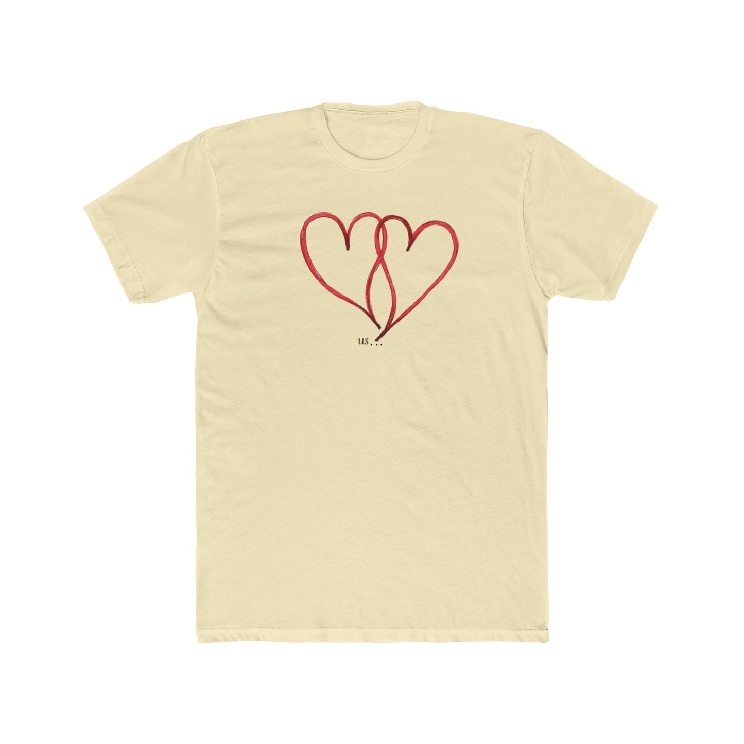 Heart Line Art T‑Shirt — Minimal Red Double Heart Tee