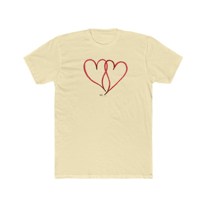 Heart Line Art T‑Shirt — Minimal Red Double Heart Tee