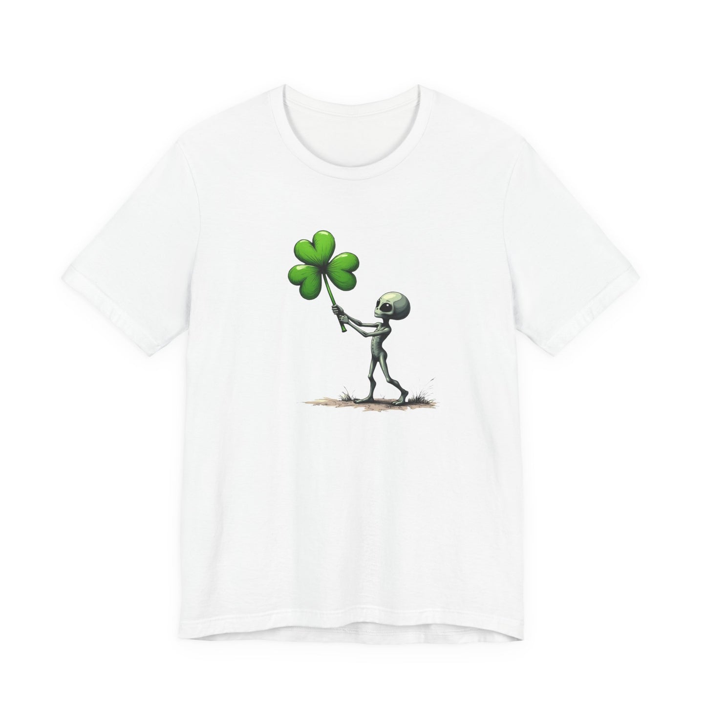 Alien Holding Clover T-Shirt — Cute St. Patrick’s Day Graphic Tee