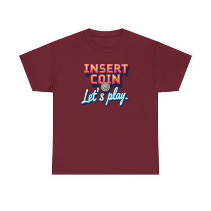Insert Coin Tee, Let's Play Graphic Shirt, Retro Gamer T-Shirt, Unisex Cotton Tee, Gift for Game Lovers, Casual Wear