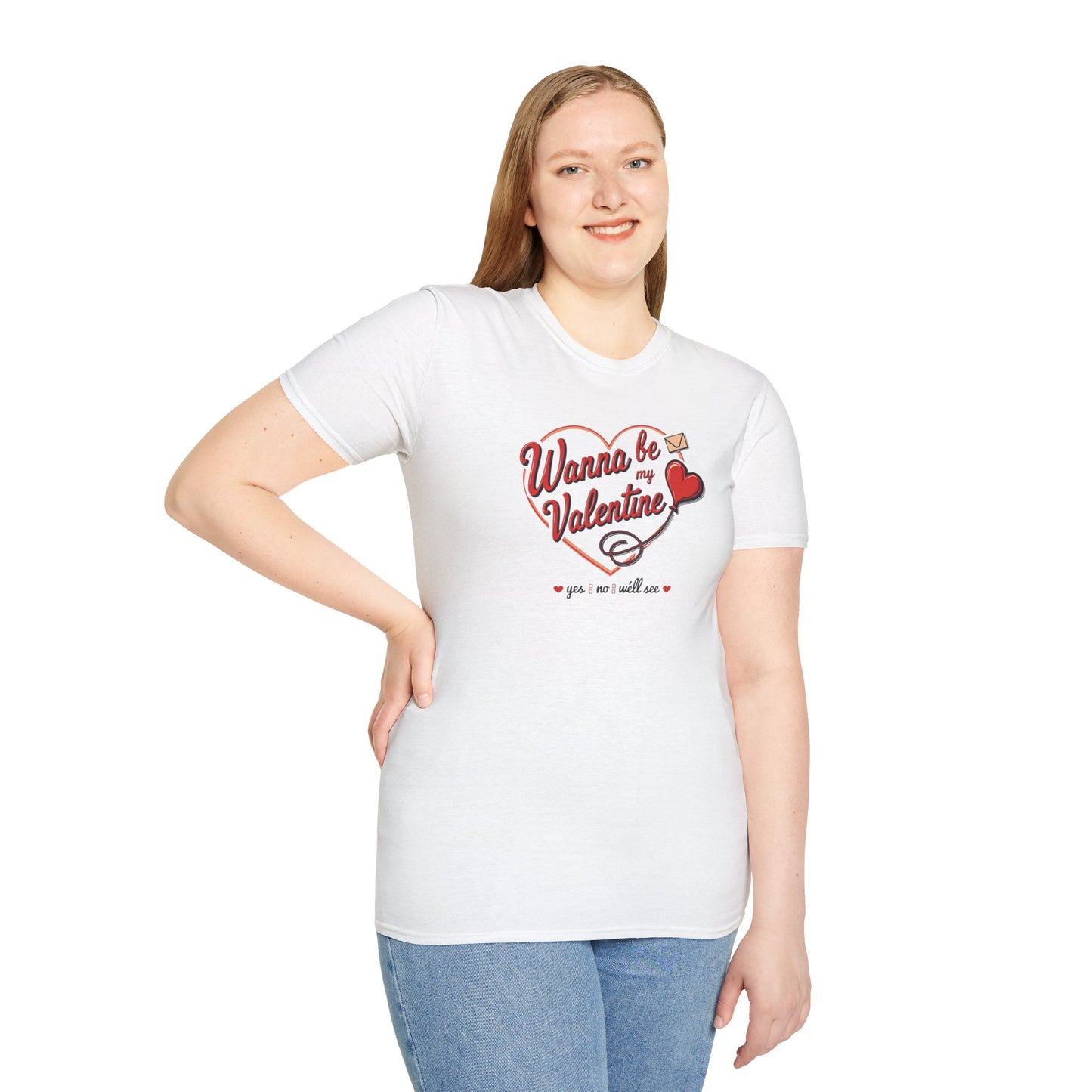 Valentine "Wanna Be My Valentine" T-Shirt - Cute Heart & Love Letter Tee