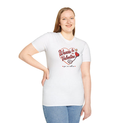 Valentine "Wanna Be My Valentine" T-Shirt - Cute Heart & Love Letter Tee