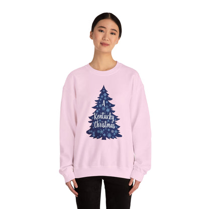 Kentucky Christmas Sweatshirt — Blue Plaid Tree Holiday Crewneck