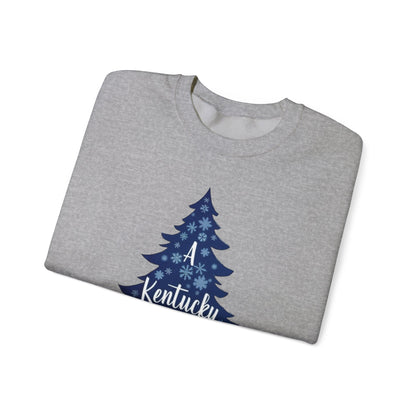 Kentucky Christmas Sweatshirt — Blue Plaid Tree Holiday Crewneck