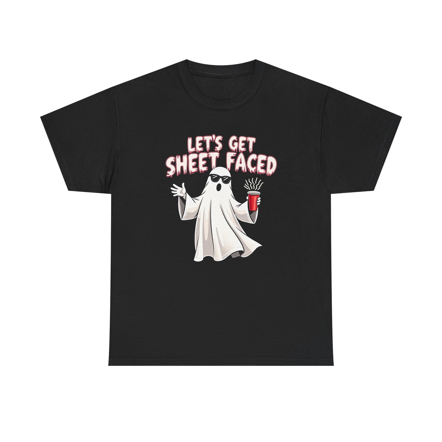 Let's Get Sheet Faced Ghost T‑Shirt — Funny Halloween Party Tee