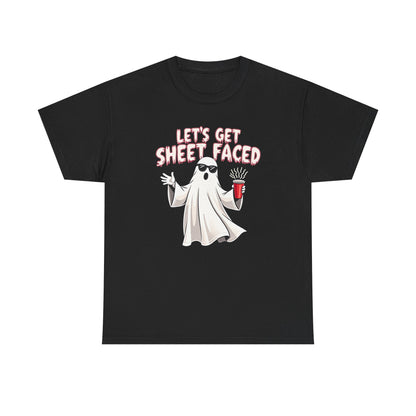 Let's Get Sheet Faced Ghost T‑Shirt — Funny Halloween Party Tee
