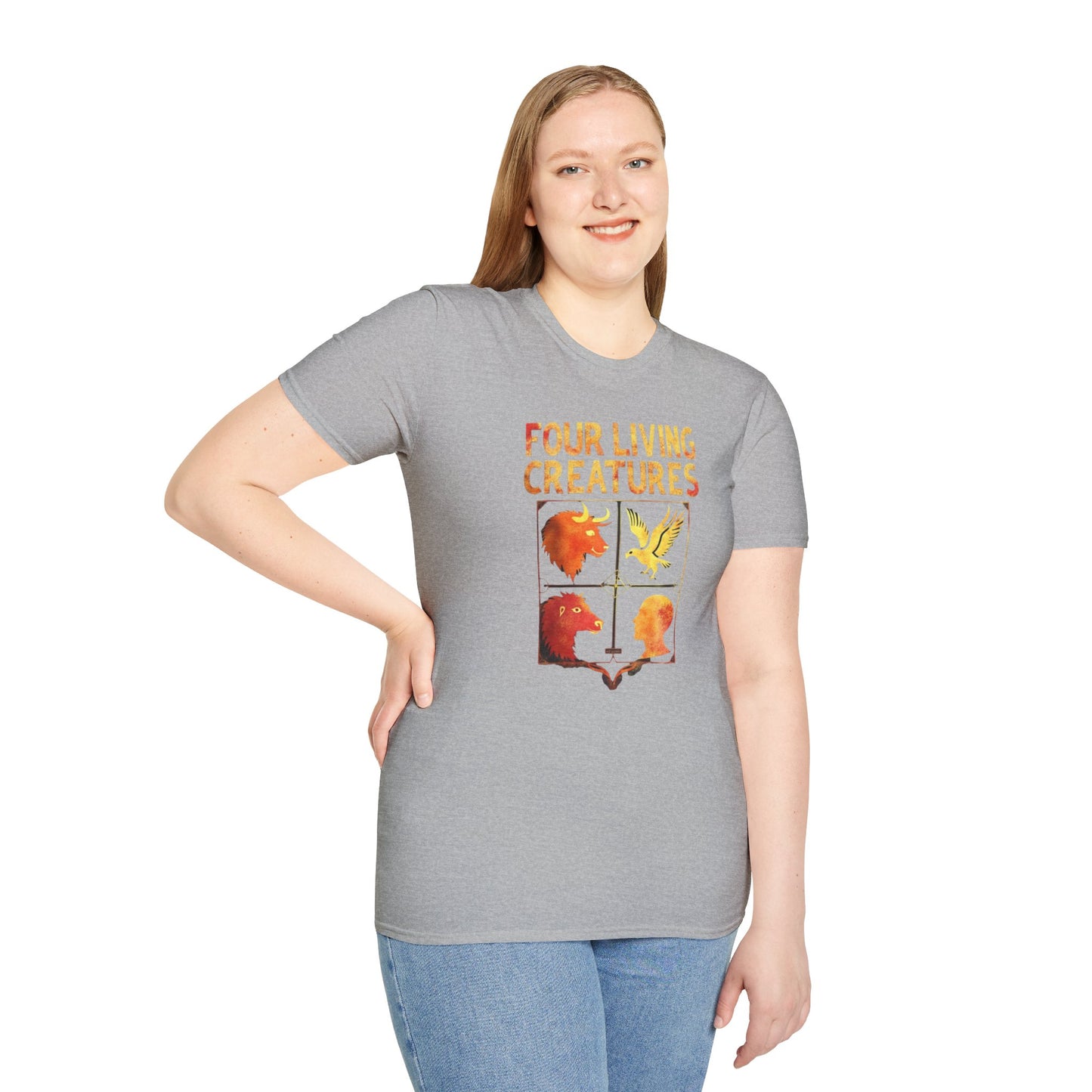 Four Living Creatures, Graphic T-Shirt, Unisex Style, Nature Lovers Gift, Casual Wear, Unique Art