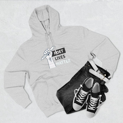 Poet Lives Hoodie — Minimalist Writer Fist Pen Graphic Pullover