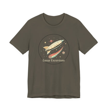 Lunar Excursion Rocket T‑Shirt — Retro Space Graphic Tee