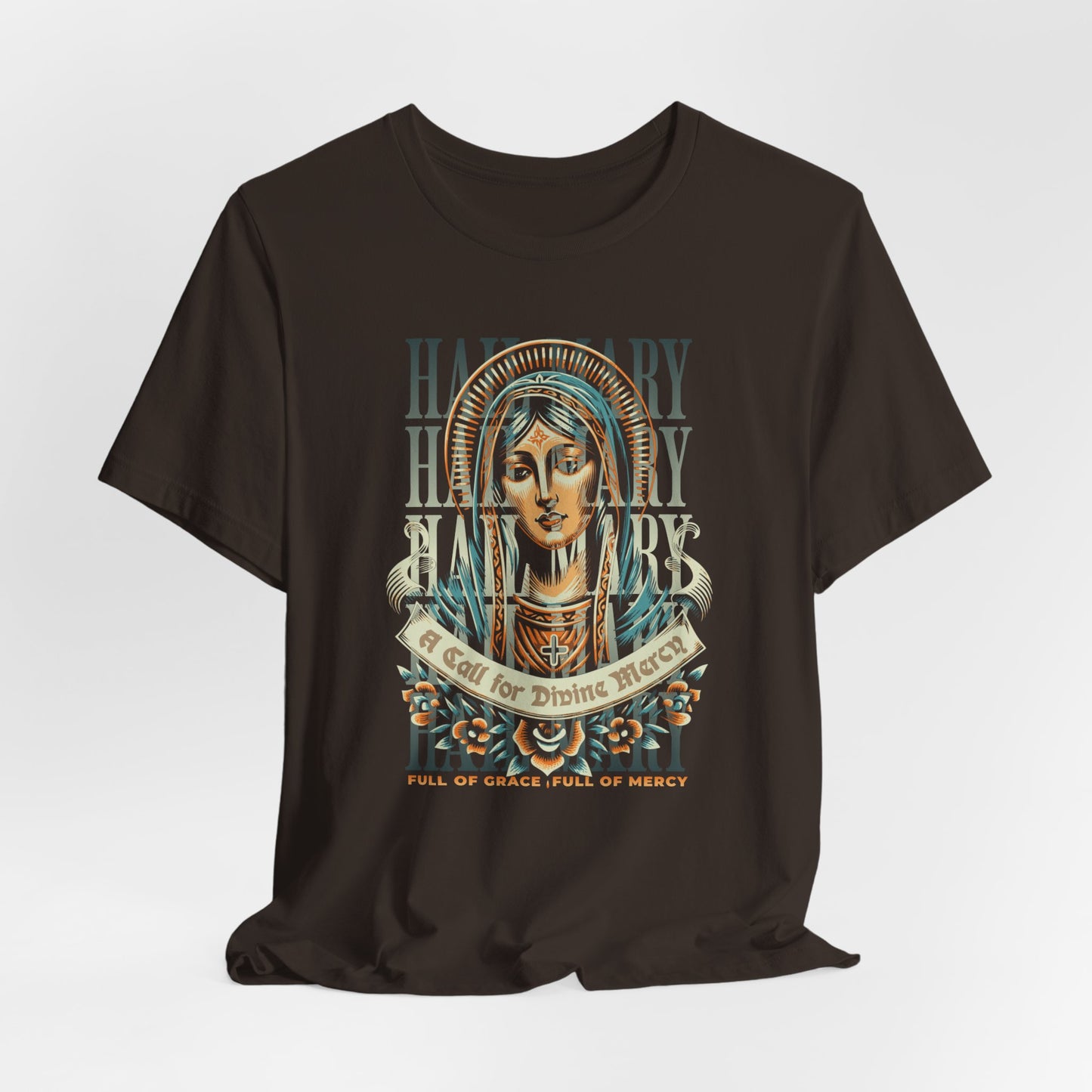 Mary Ave Maria Graphic Tee — 'Ave Maria' Vintage Religious Portrait T‑Shirt