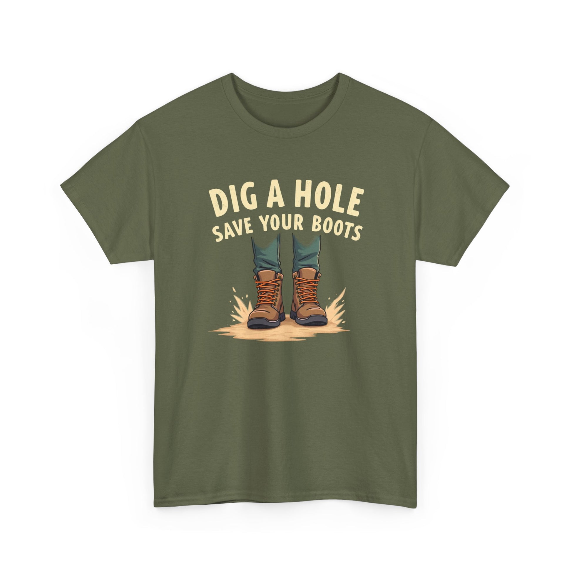 Dig a Hole Save Your Boots, Funny Gardening Tee, Unisex Heavy Cotton Tee, Vintage Style Shirt, Dig A Hole Design, Perfect for Gardeners & Outdoor Lovers - Psychonaut Swag