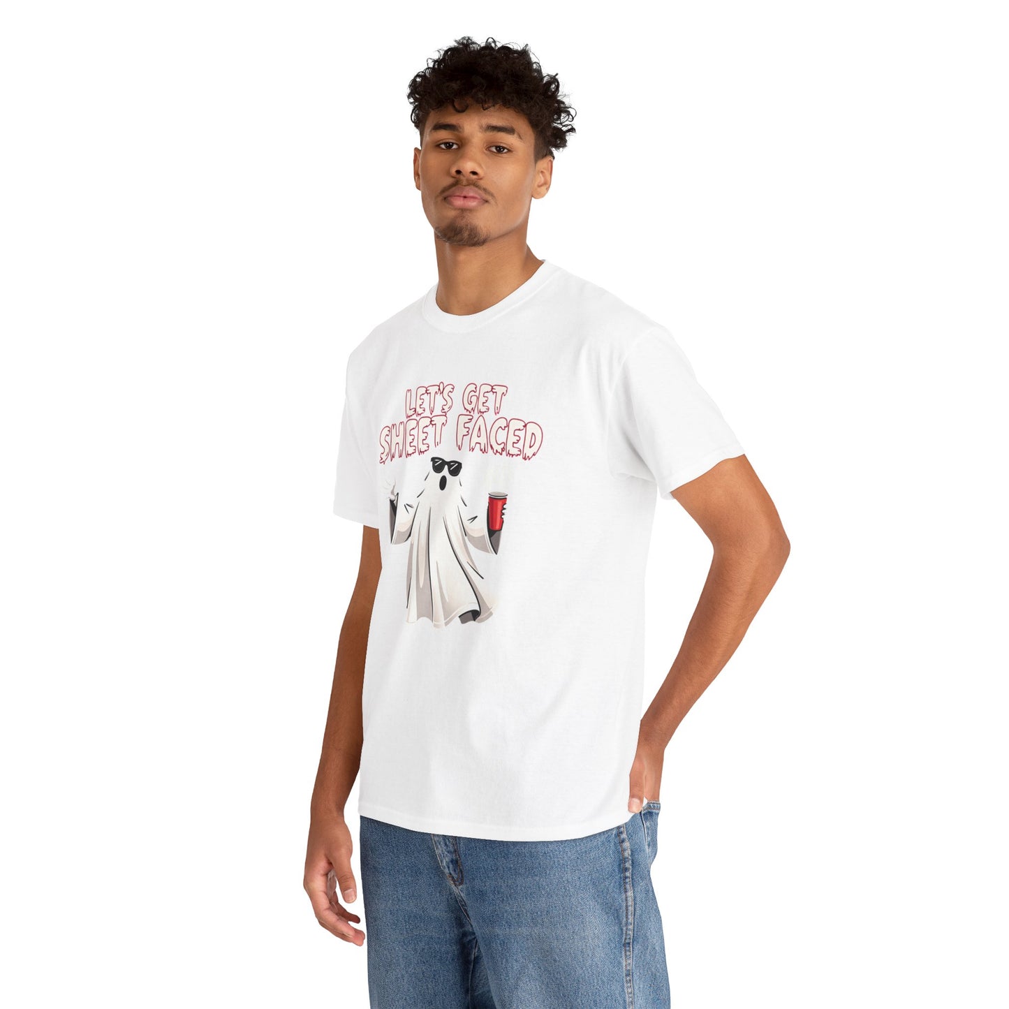 Let's Get Sheet Faced Ghost T‑Shirt — Funny Halloween Party Tee