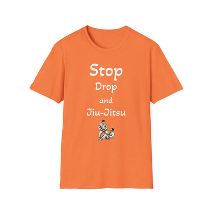 Stop, Drop, and Jiu-Jitsu, Unisex Softstyle T-Shirt - Psychonaut Swag