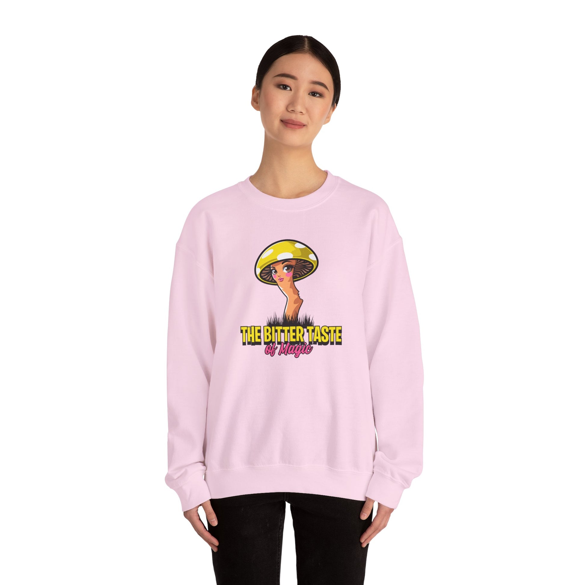 The Bitter Taste of Magic, Mushroom, Unisex Heavy Blend™ Crewneck Sweatshirt - Psychonaut Swag