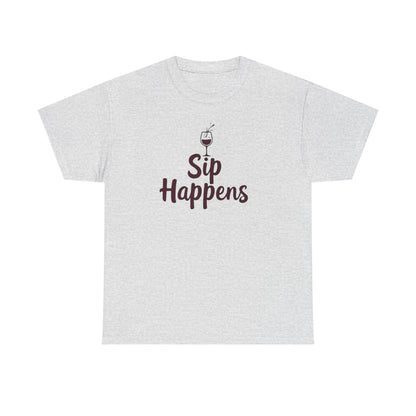Sip Happens Unisex Heavy Cotton Tee - Funny Graphic Shirt, Casual Wear, Gift for Coffee Lovers, Everyday Comfort, Birthday Party T-Shirt - Psychonaut Swag