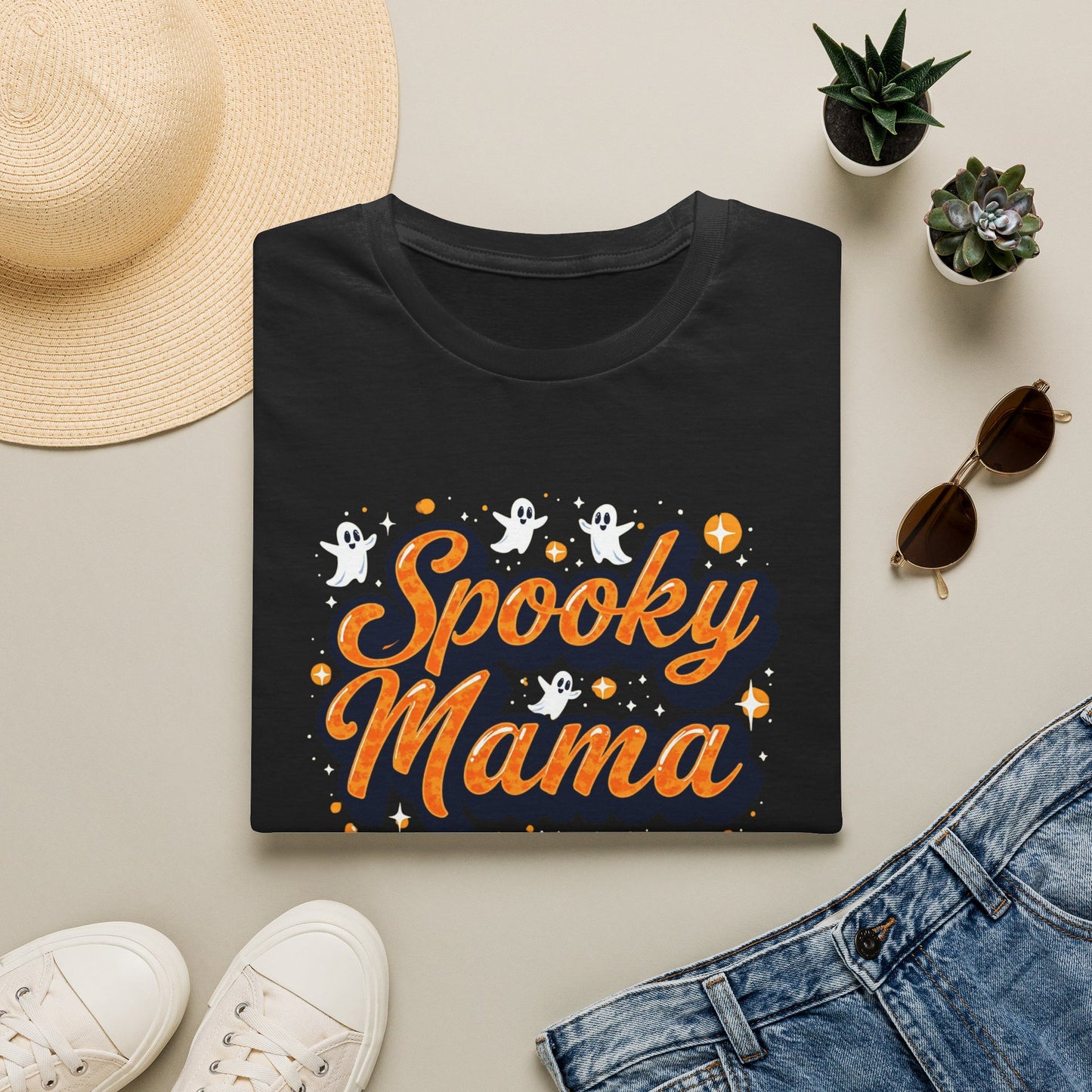 Spooky Mama T-Shirt — Halloween Mom Tee with Cute Ghosts